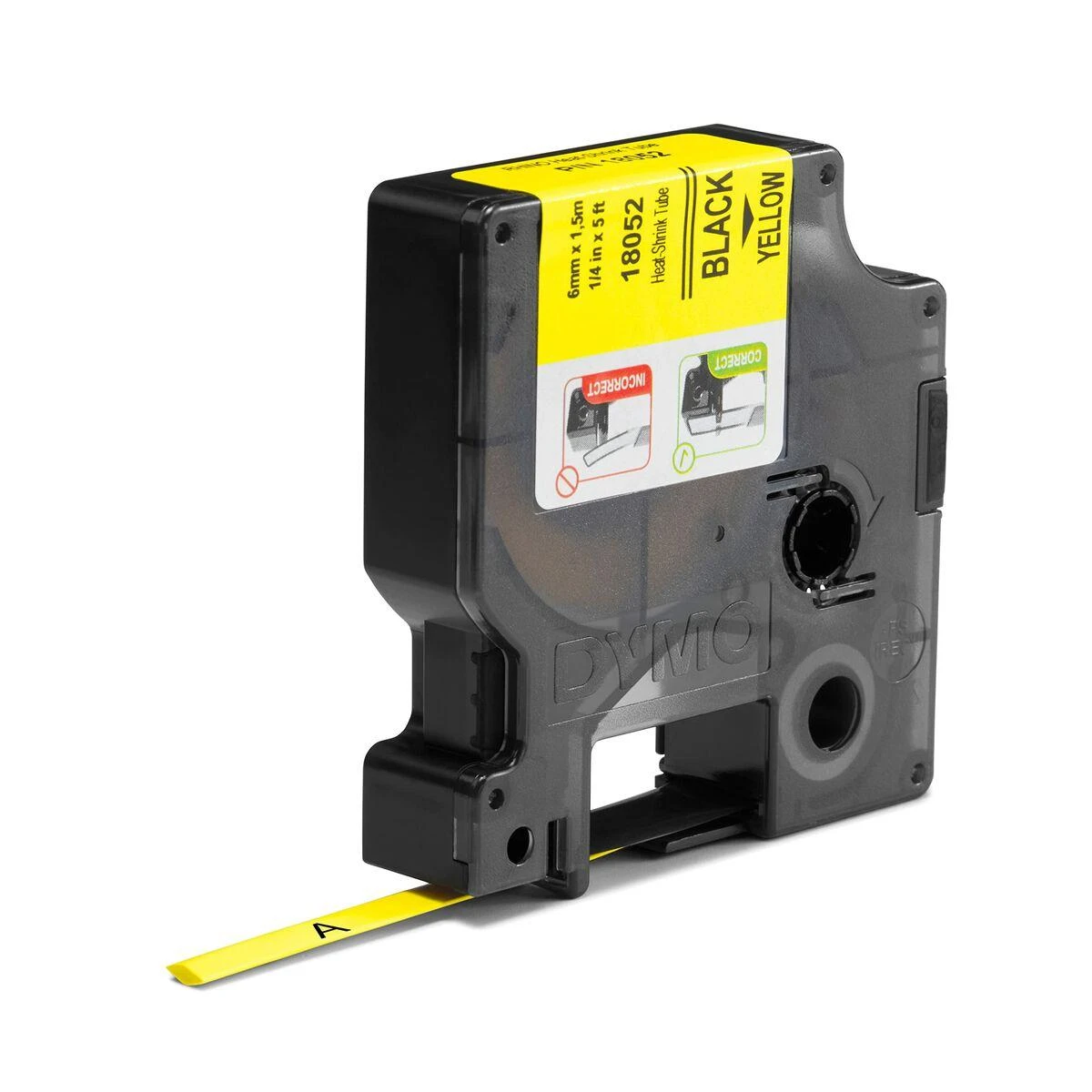 DYMO 18052 RHINO Termo vamzdelis 6mm x 1,5m (geltona / juodas šifras)
