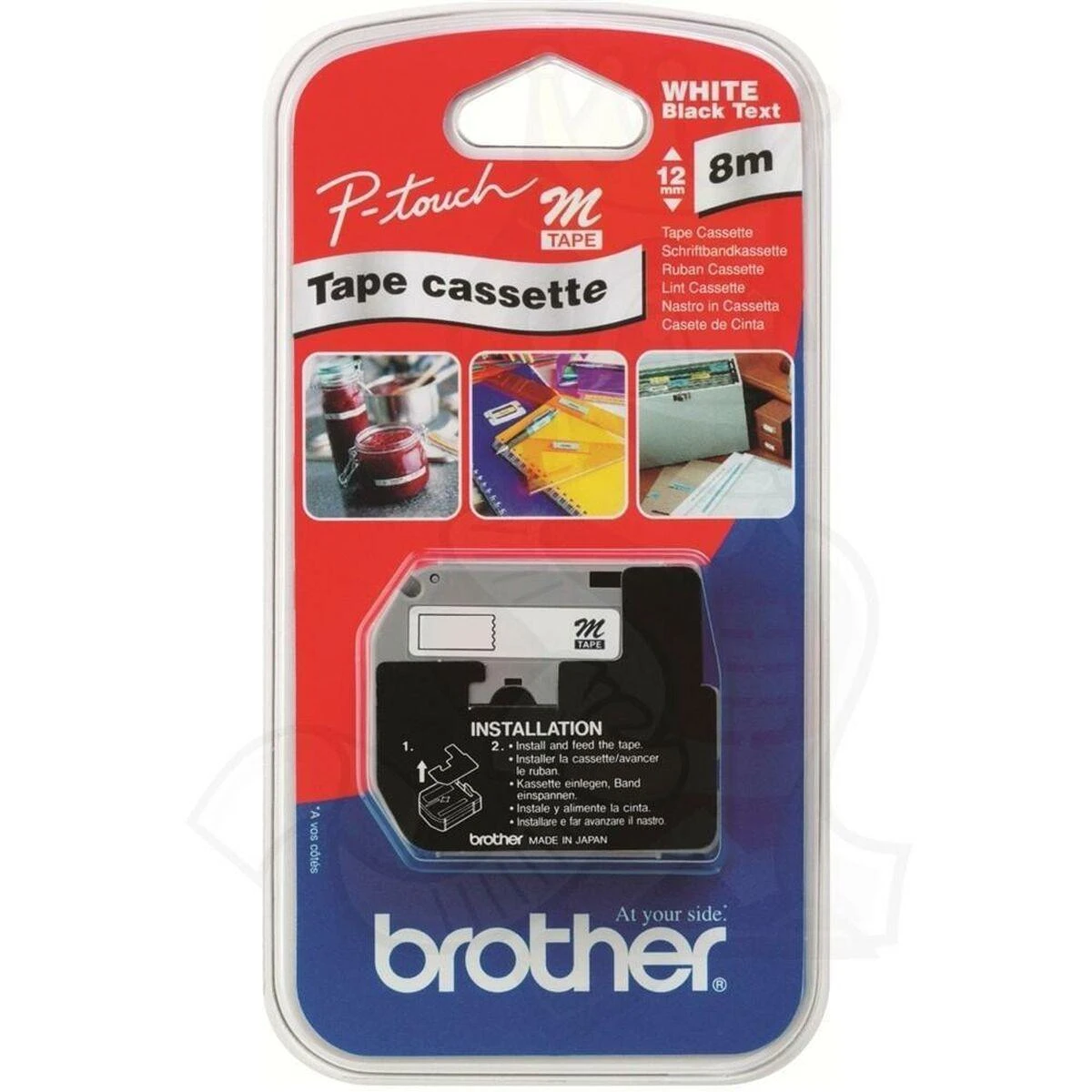 Brother MK221 etikečių juostelė Juoda ant baltos M