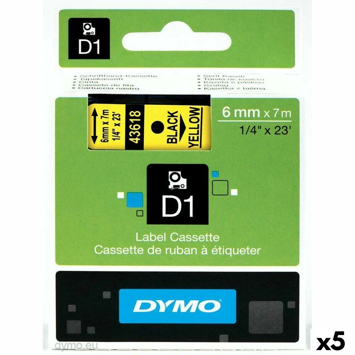 DYMO S0720790 D1 Juostelė 6mm x 7m (geltona / juodas šifras)
