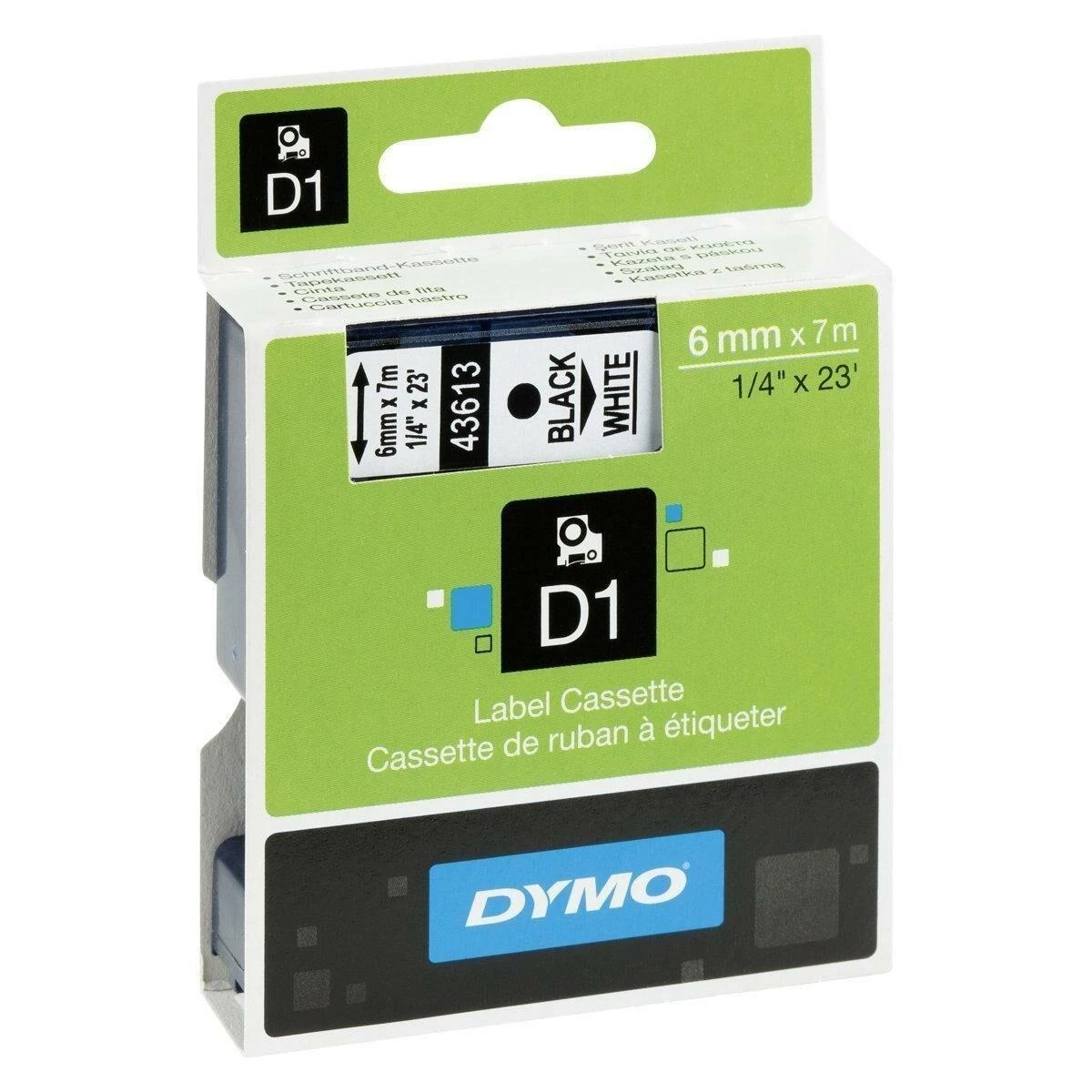 Juostelė DYMO D1 6mm x 7m, juoda ant balto / S0720780 43613