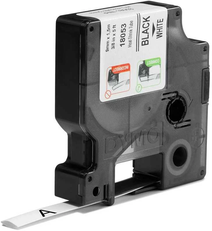 DYMO 18053 RHINO Termo vamzdelis 9mm x 1,5m (balta / juodas šifras)
