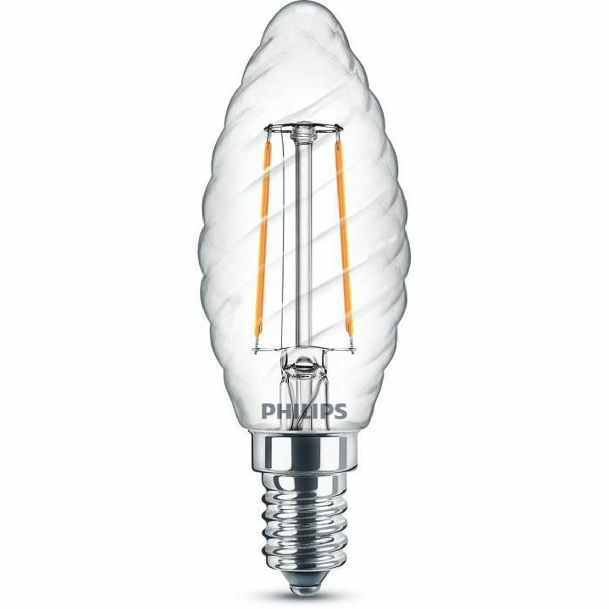 Philips Classic LED spiralinė žvakė, E14, 2700 K, 250 lm, skaidrus paviršius