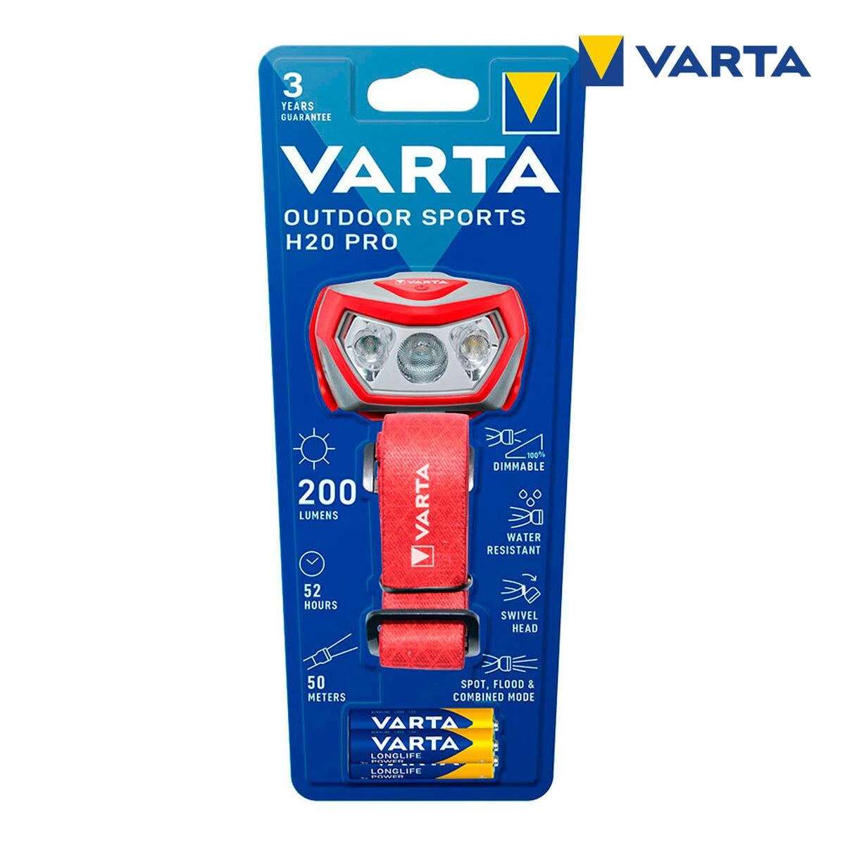Varta Outdoor sports H20 PRO 17650 prožektorius ant galvos