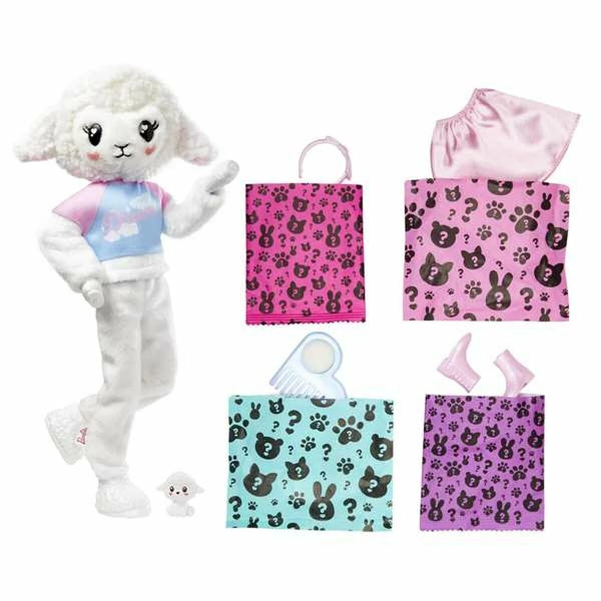 BARBIE „Cutie Reveal“ rinkinys, marškinėlių serija – ėriukė