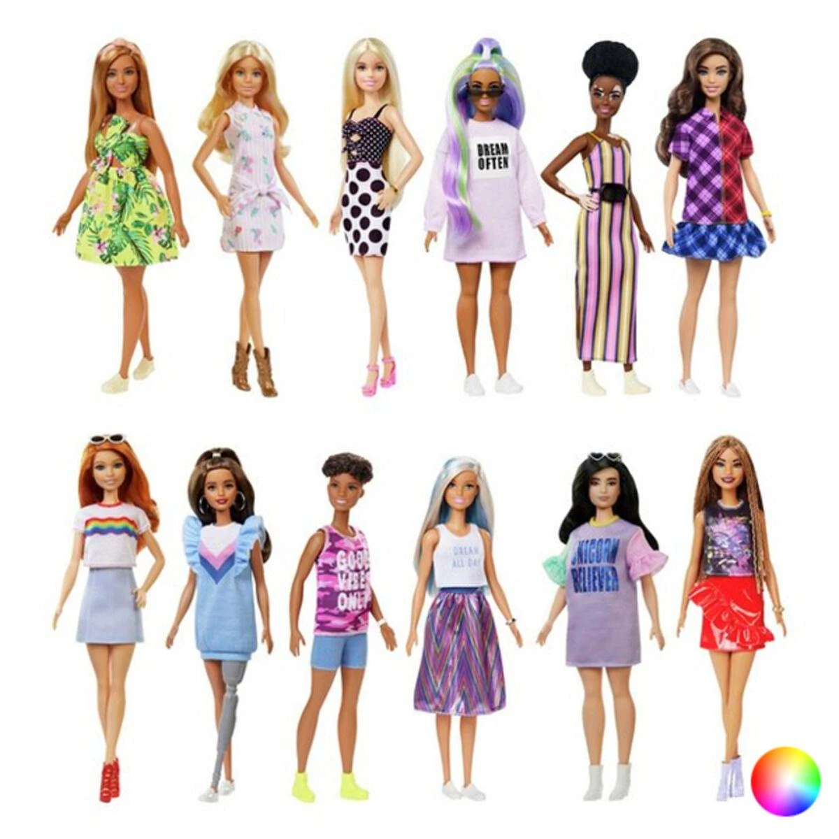 Lėlė Barbie Barbie Fashionistas Rožinė languota suknelė