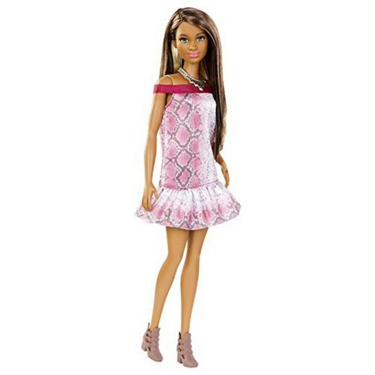 Lėlė Barbie Barbie Fashionistas Rožinė languota suknelė