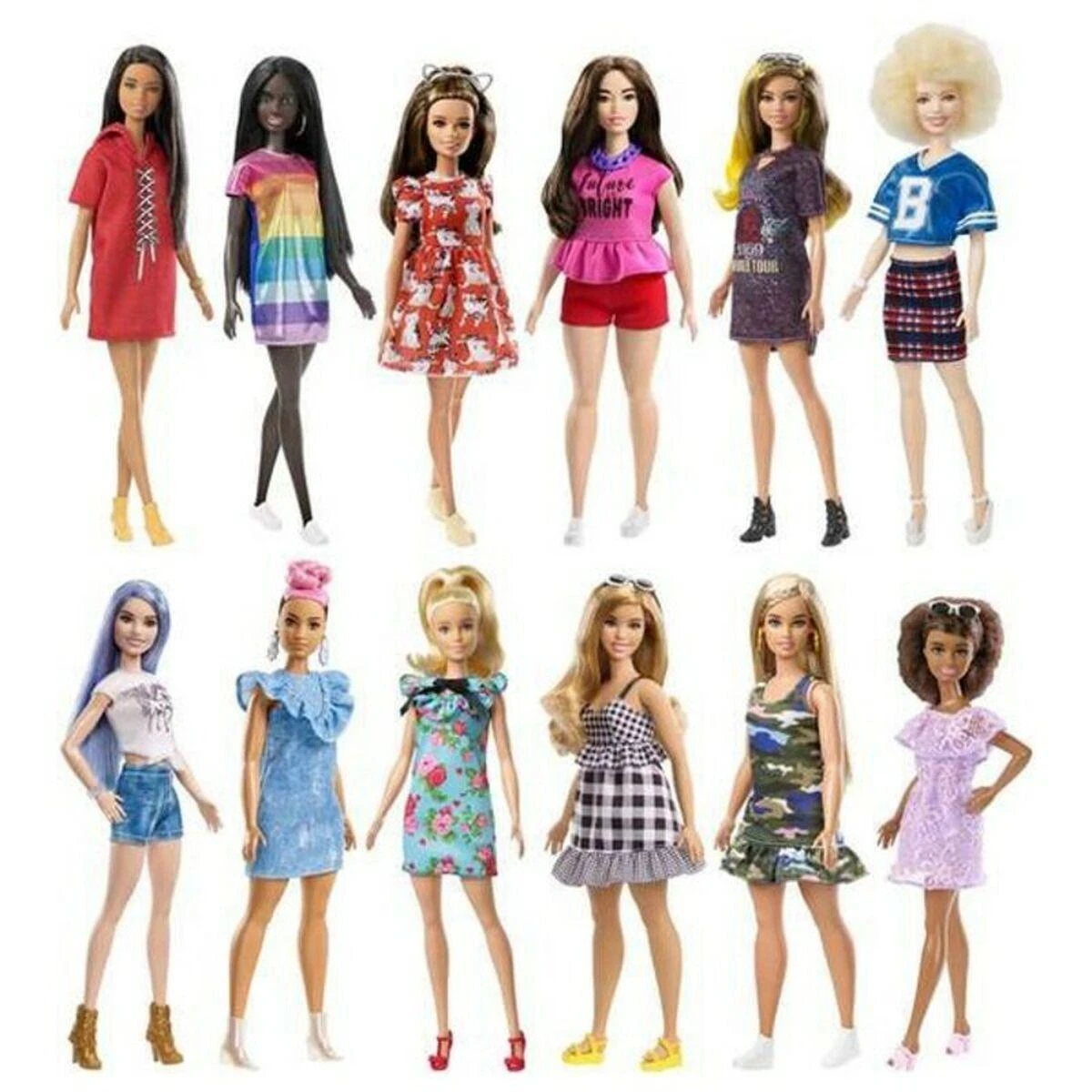 Lėlė Barbie Barbie Fashionistas Rožinė languota suknelė