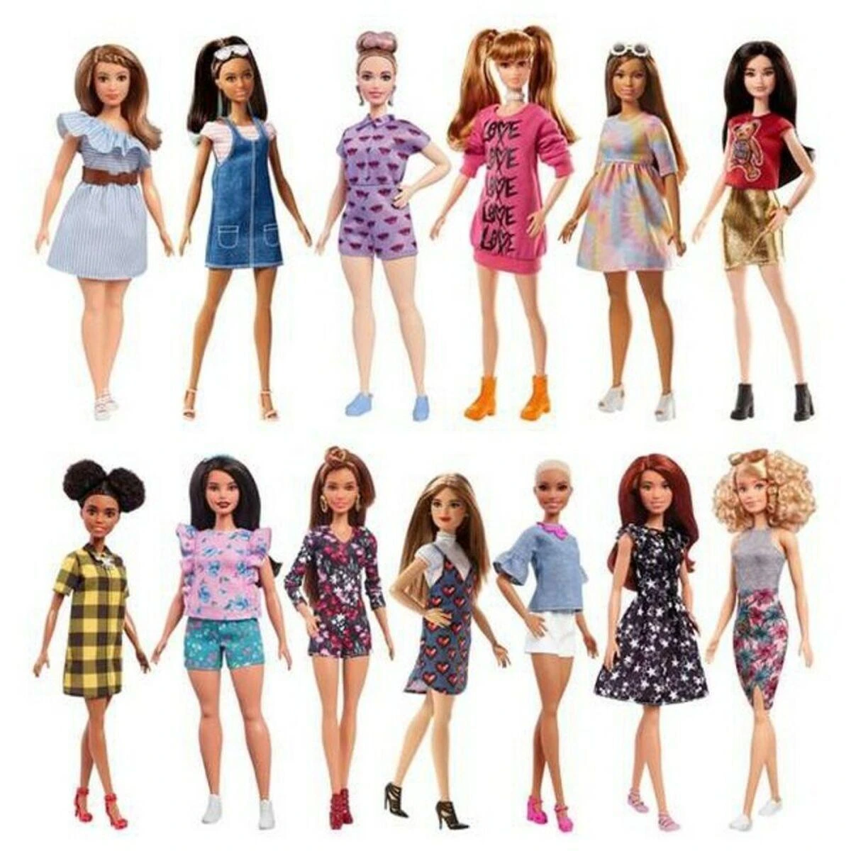 Lėlė Barbie Barbie Fashionistas Rožinė languota suknelė