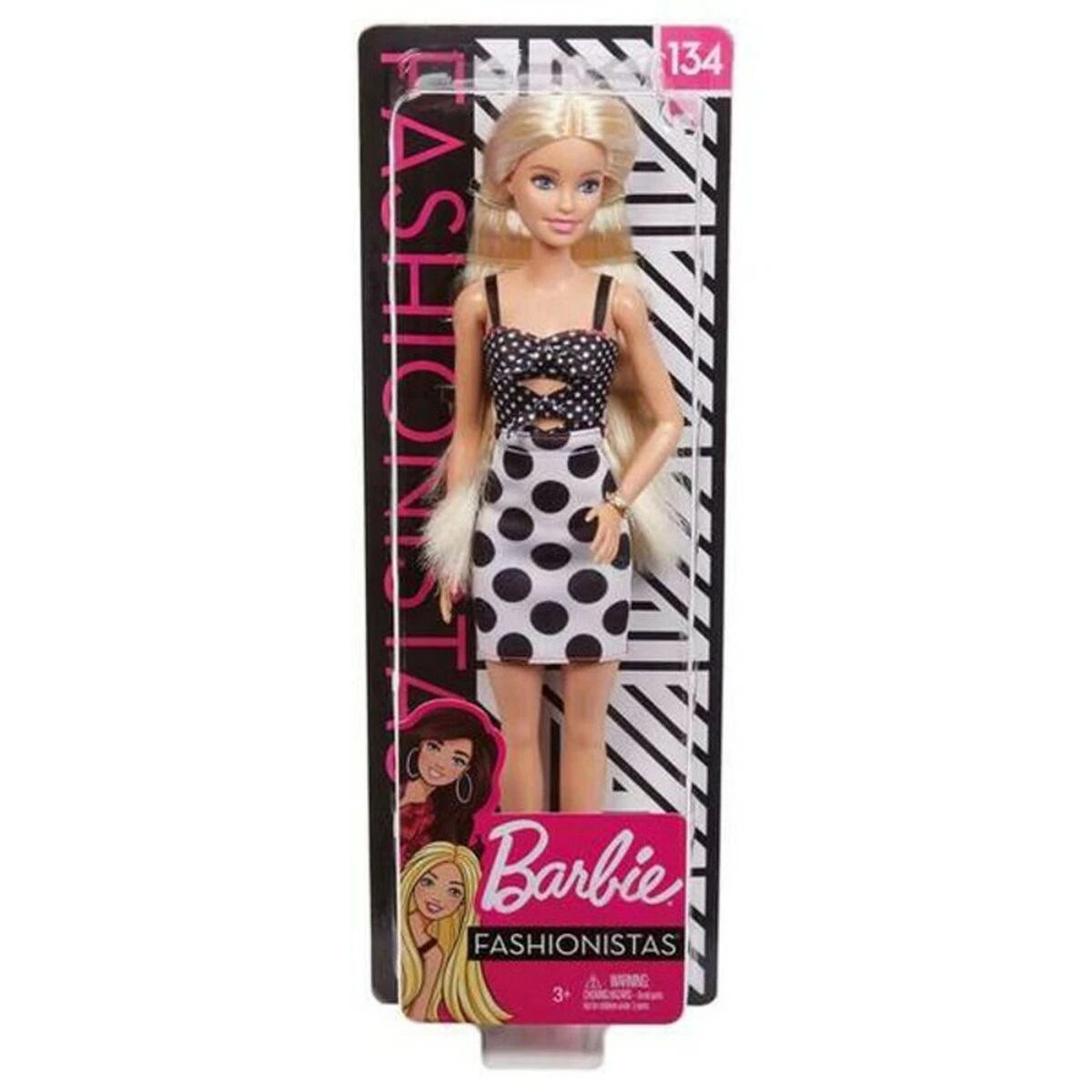Lėlė Barbie Barbie Fashionistas Rožinė languota suknelė