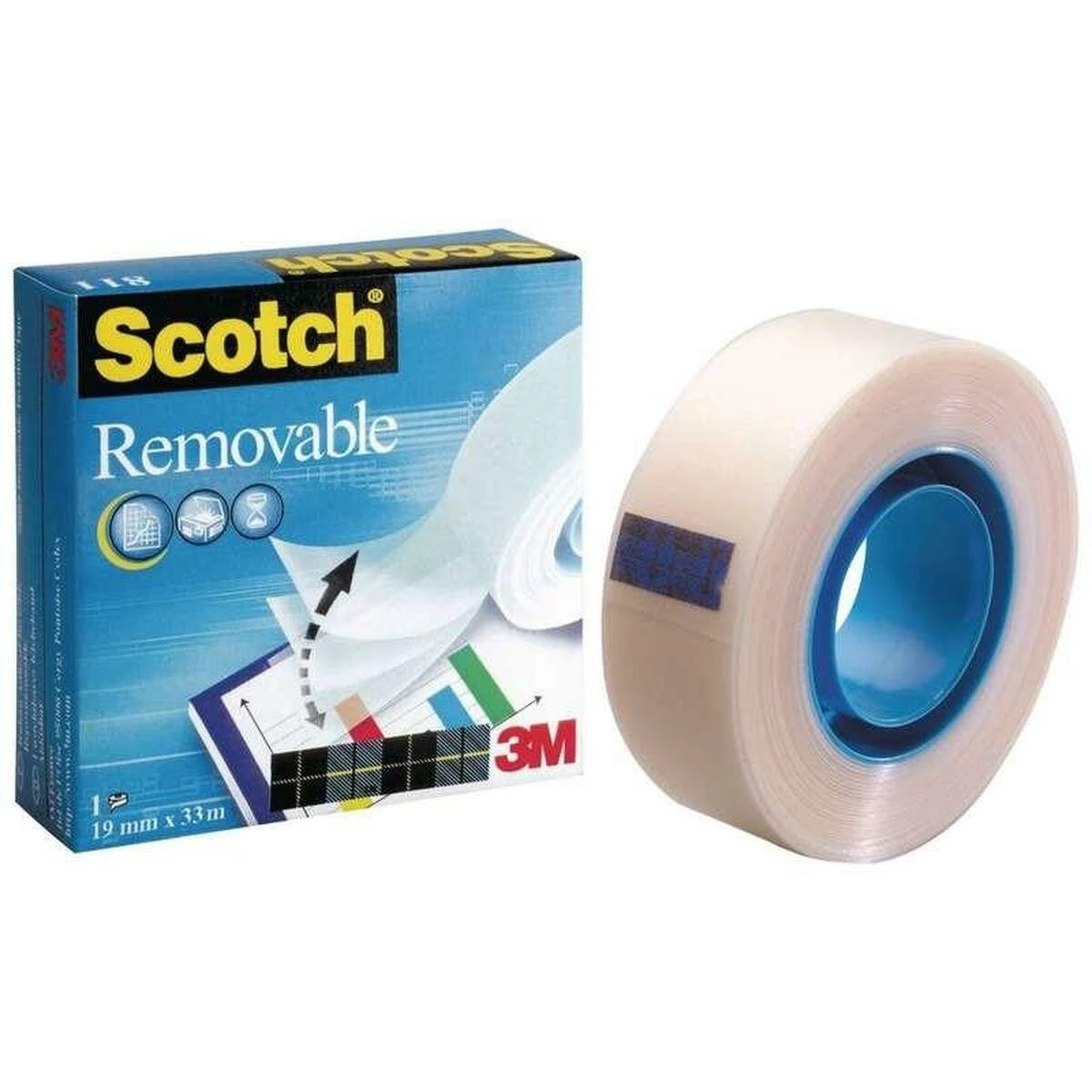 3M Lipni juostelė SCOTCH MAGIC, 19 mm x 33 m, nuimama