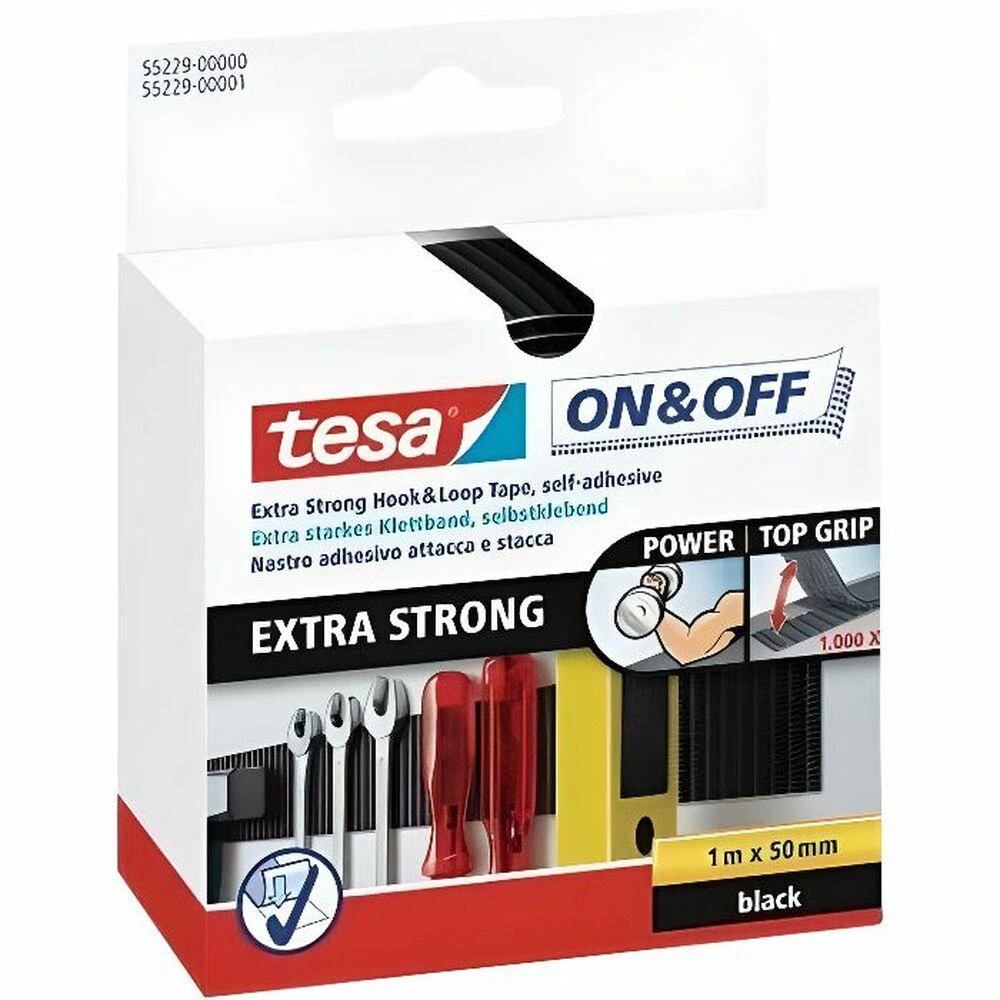 Tesa ON&OFF Extra Strong juosta lipni 1mx50mm juoda