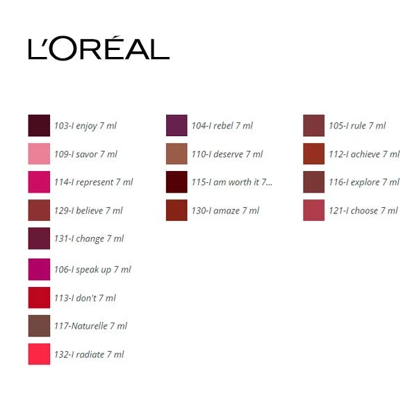 L'Oréal Paris Rouge Signature Matte Liquid Colour Ink lūpų dažai 112 I Achieve, 7ml