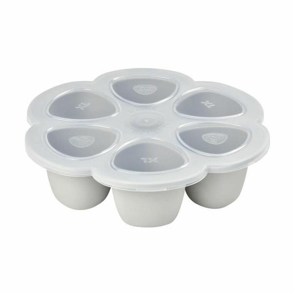 BEABA SILIKONINIS KŪDIKIO MAISTO KONTEINERIS MULTIPORTIONS, XL (6X150 ML), Pilkas