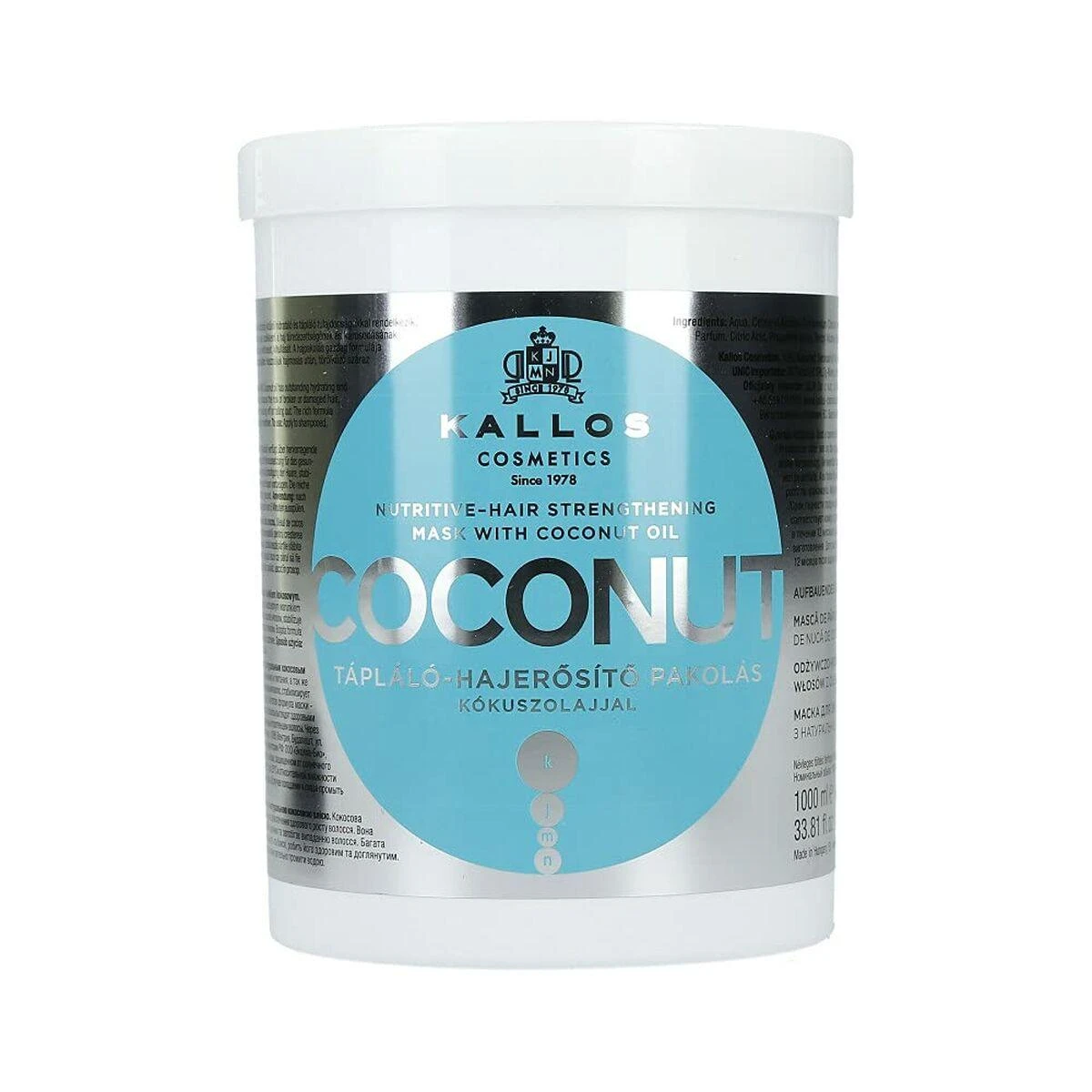 Kallos Cosmetics Coconut Strengthening Hair Mask stiprinamoji plaukų kaukė, 1000 ml
