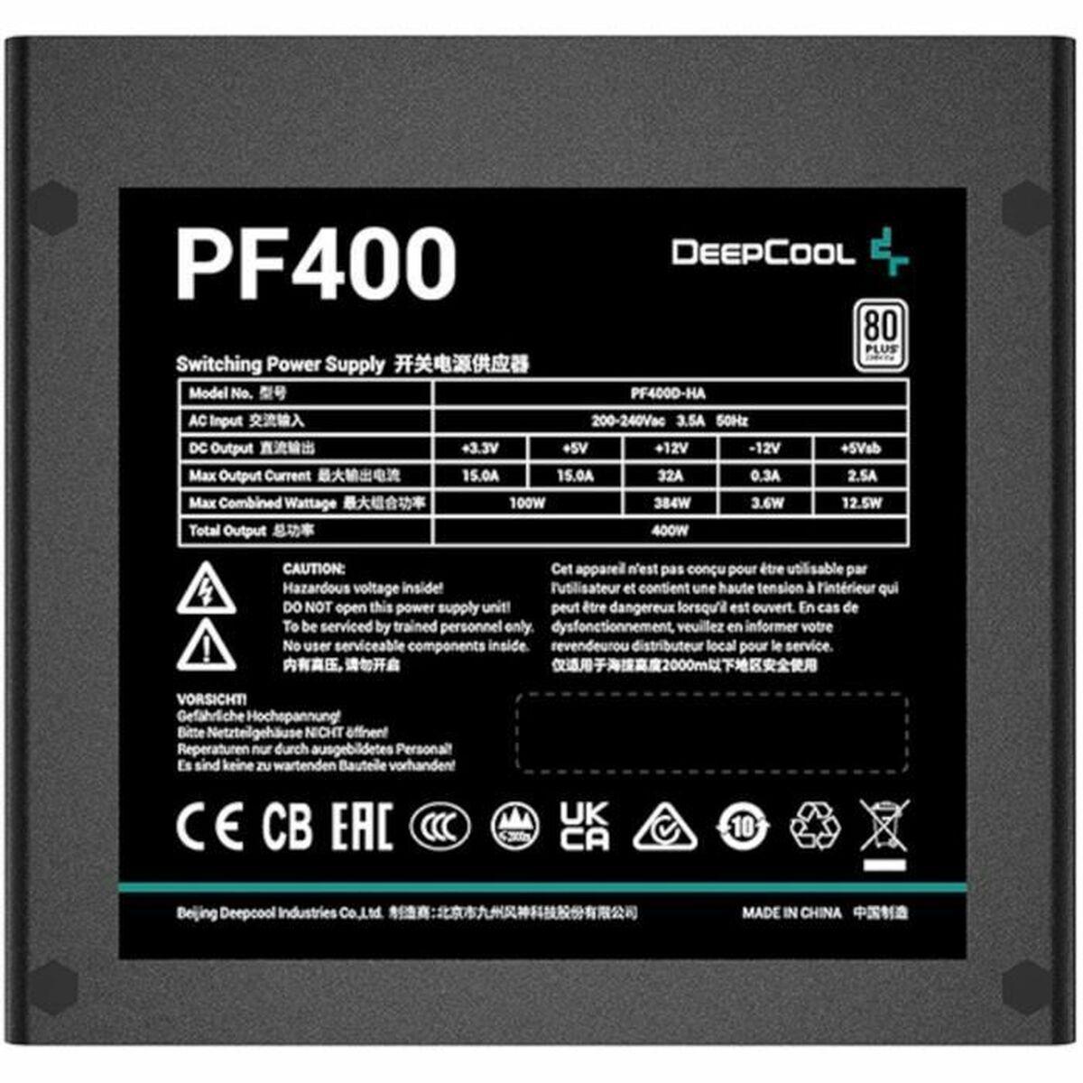 Deepcool | PF400 | 400 W | 80 PLUS Standard Certified | Juodas