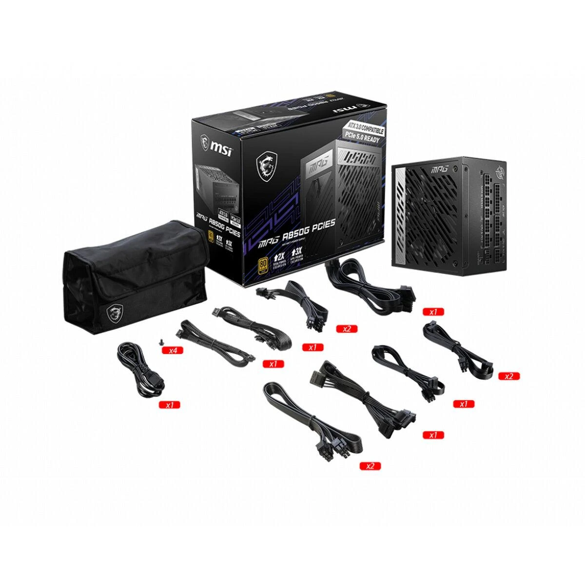 Maitinimo blokas MSI MPG A850G PCIE5 80 PLUS Gold/850W