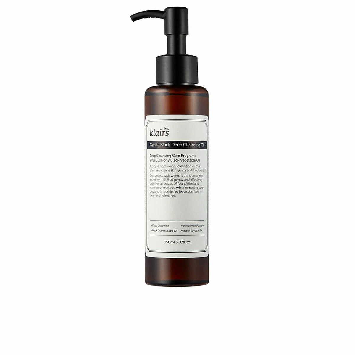Klairs Gentle Juodas giliai valantis aliejus, 150 ml