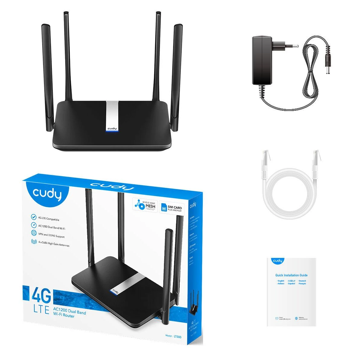 Belaidis Maršrutizatorius - Cudy LT500 Dual-Band 4G Greitasis Ethernet Juodas