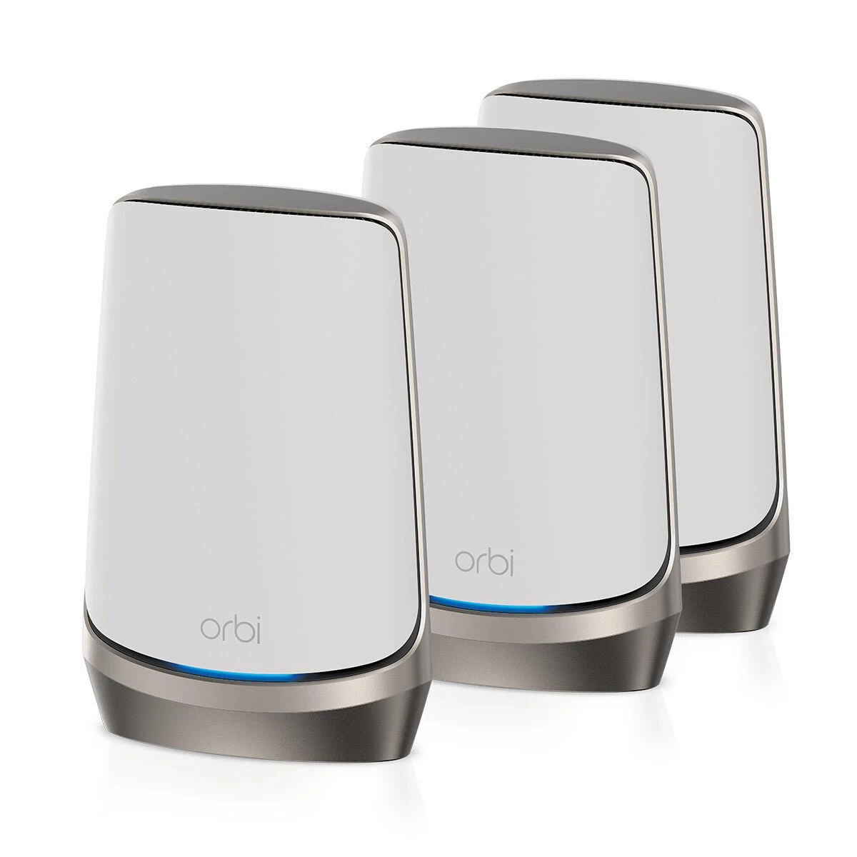 Maršrutizatorius NETGEAR Orbi Quad-band RBKE963 AXE11000 WiFi 6E tinklelio sistema, pilka, balta, vidinė, maitinimas, Wi-Fi 6 (802.11ax), 802.11a, 802.11b, 802.11g, Wi-Fi 4 (802.11ac), 162.11ac. Wi-Fi 6E..., 1200 Mbit/s