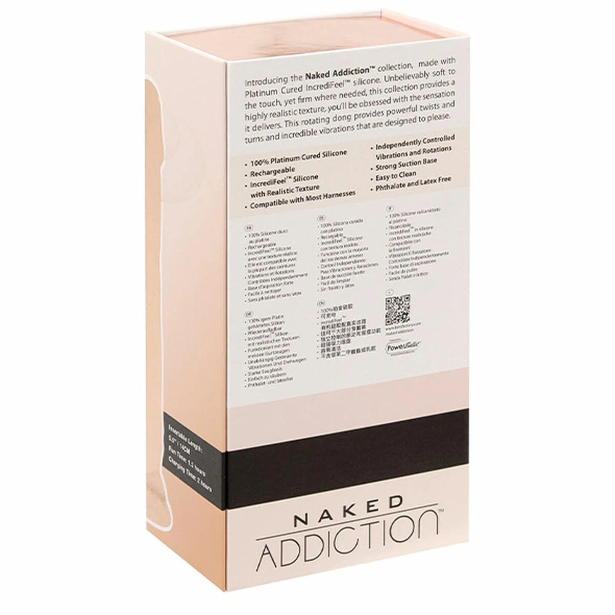 Naked Addiction Nuoga priklausomybė – besisukantis ir vibruojantis dongas 20 cm vanilė