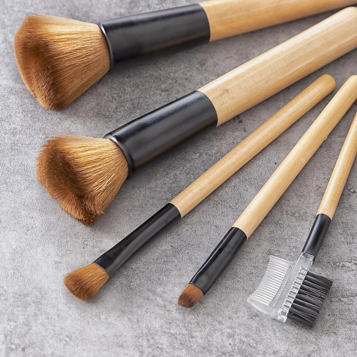 Medinių makiažo šepetėlių su nešiojamu dėklu rinkinys Miset InnovaGoods 5 Dalys