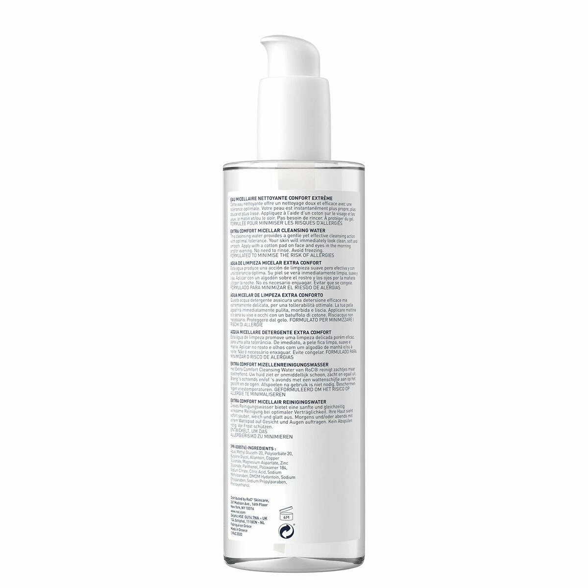 ROC Micellar Extra Comfort Cleansing Vanduo švelnus valomasis micelinis vanduo jautriai veido ir akių odai, 400 ml