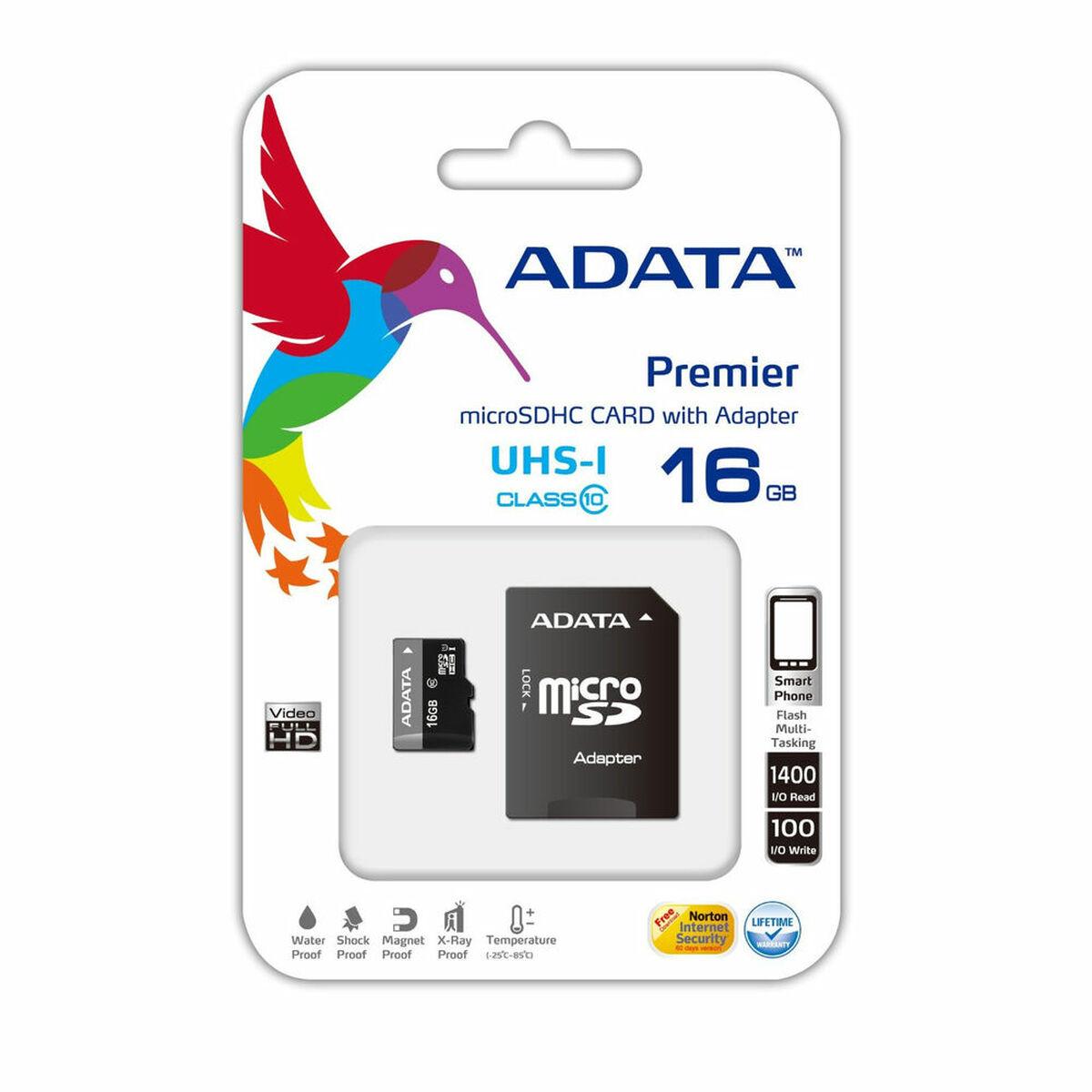Atminties kortelė ADATA | Premier UHS-I | 16 GB | Micro SDHC | Flash atminties klasė 10 | SD adapter