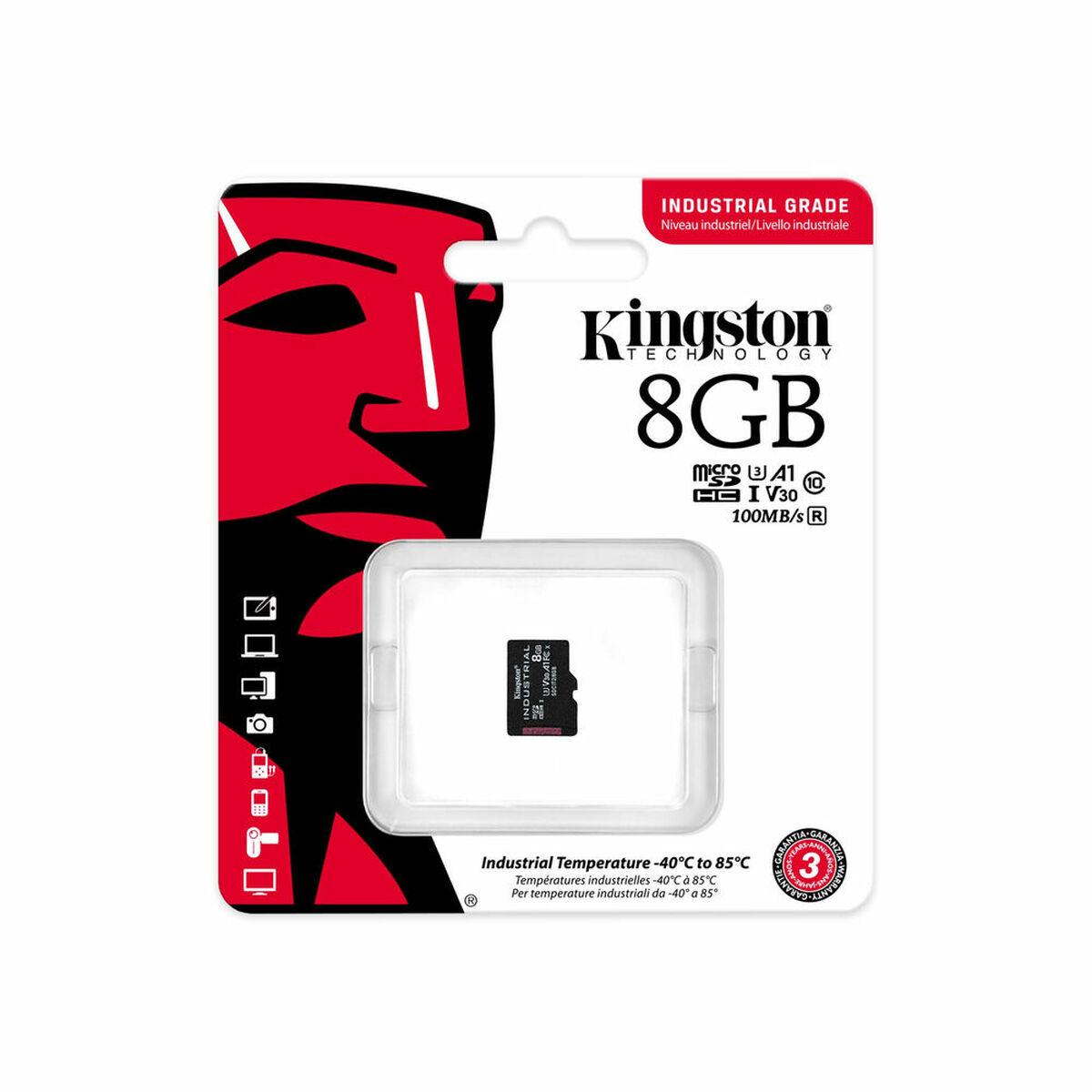 Atminties kortelė Kingston Technology Industrial 8 GB Micro SDHC UHS-I 10 klasė