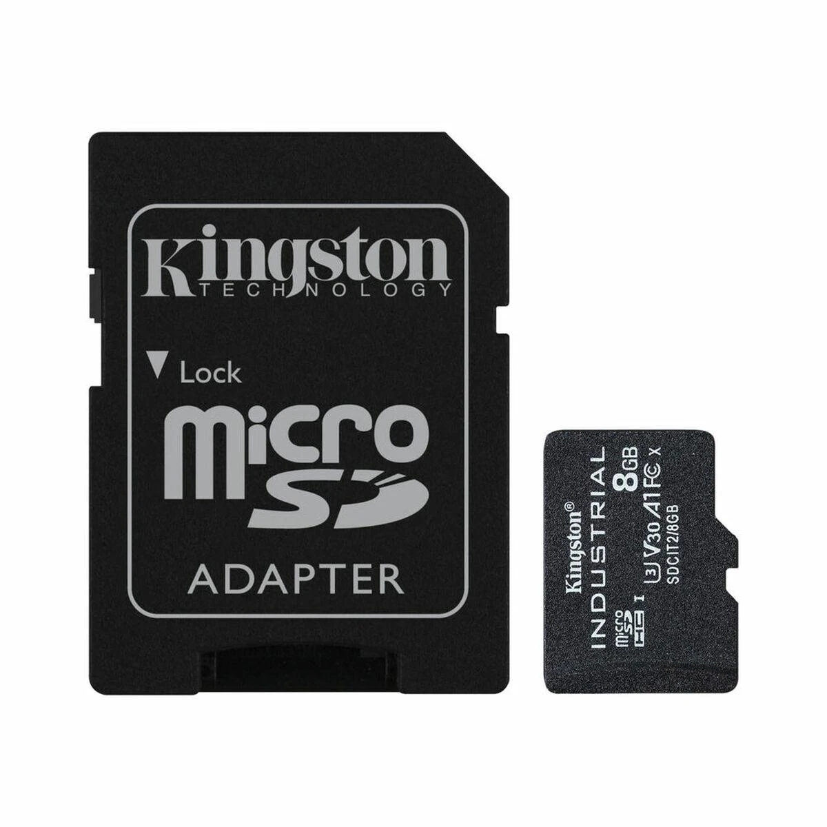 Atminties kortelė Kingston | UHS-I | 8 GB | Micro SDHC/SDXC Industrial Card | Flash atminties klasė Class 10, UHS-I, U3, V30, A1 | SD Adapteris