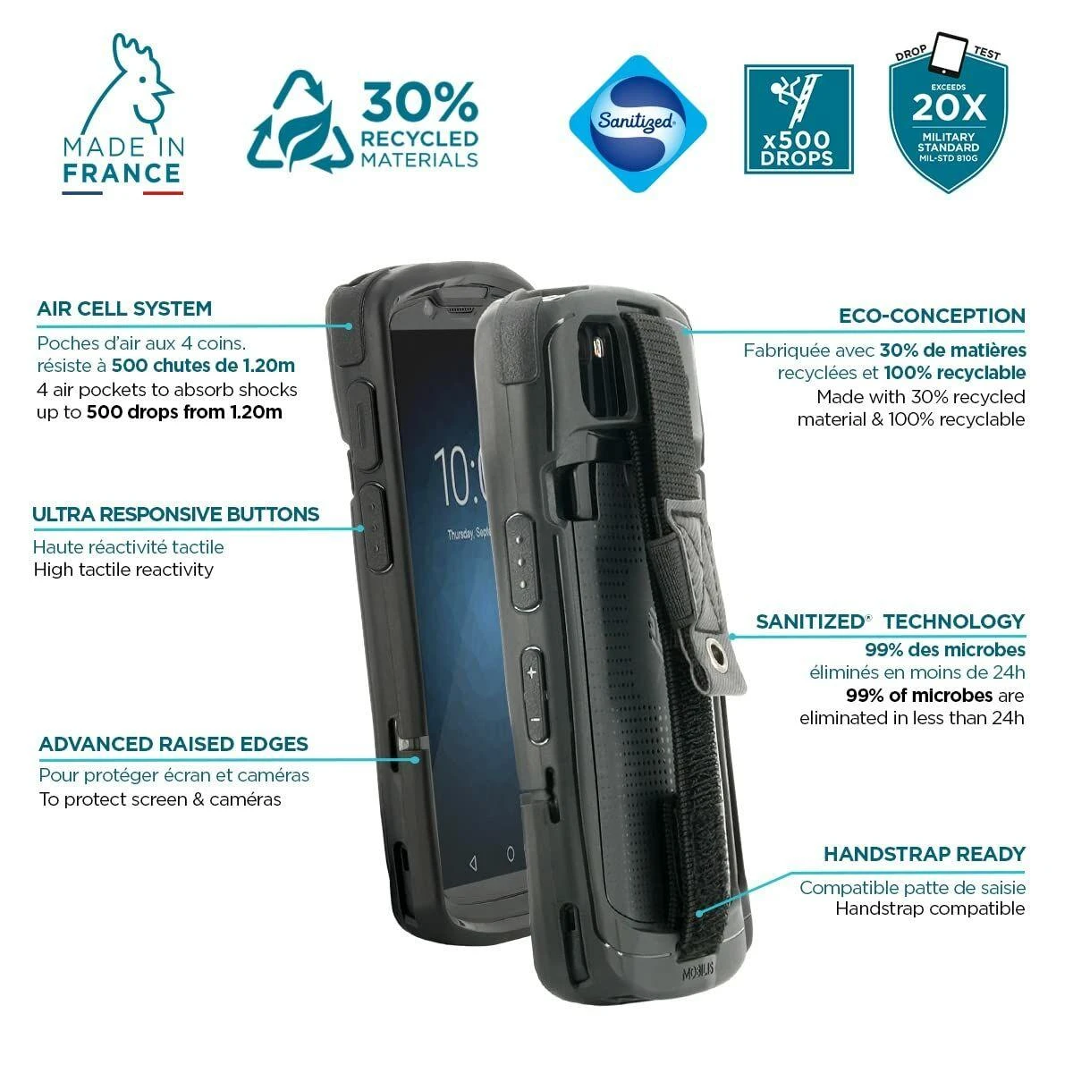 Mobilis PROTECH - DĖKLAS + RANKENĖ FOR/ZEBRA TC53 - TC58 - MINKŠTAS KREPŠĖ