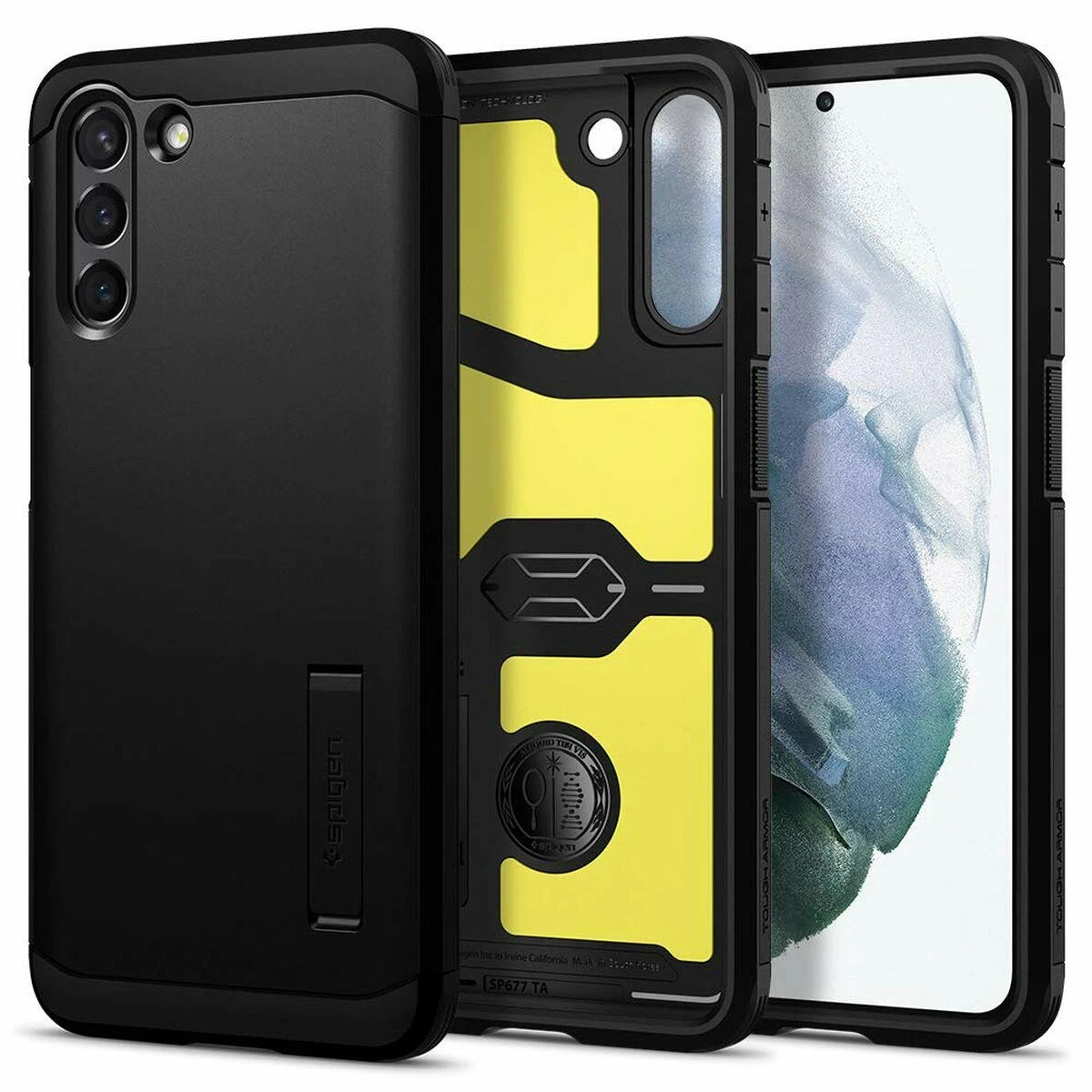 Dėklas „Spigen Tough Armor“, juodas – „Galaxy S21“