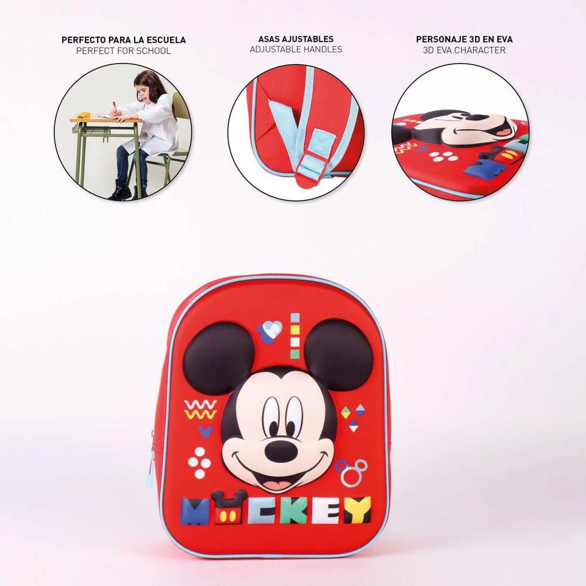 Mokyklinis krepšys Mickey Mouse Raudona (25 x 31 x 10 cm)