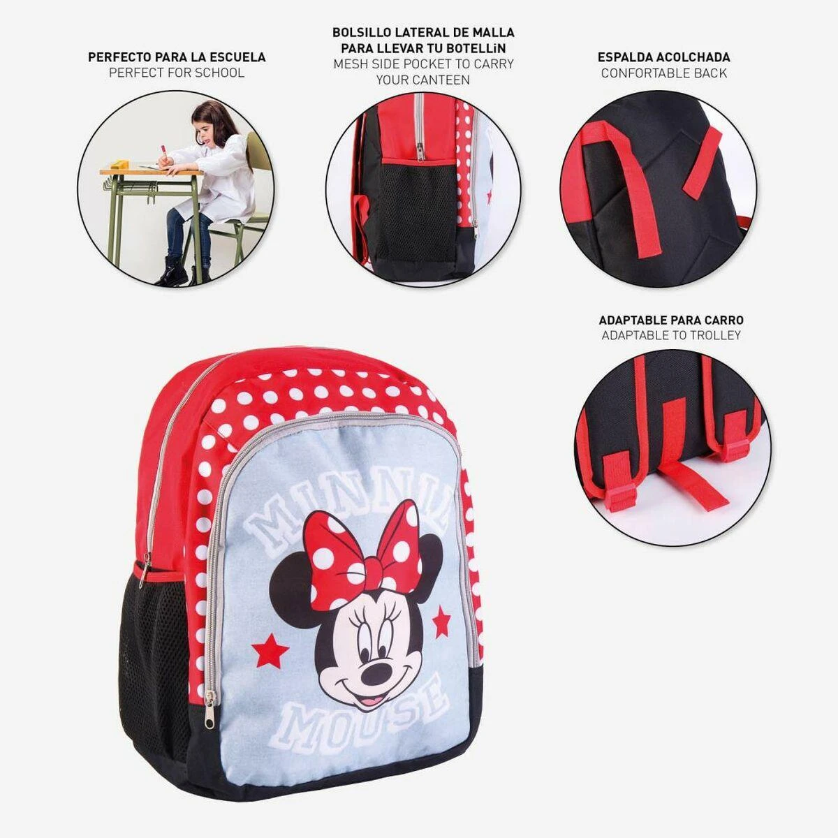 CERDÁ Mokyklinis krepšys Minnie Mouse Raudona (32 x 41 x 14 cm)