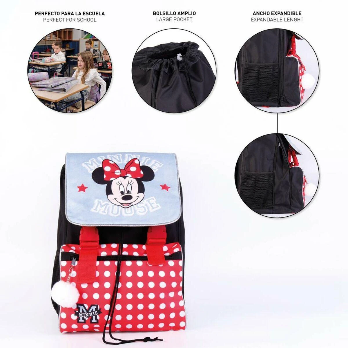 Mokyklinis krepšys Minnie Mouse Raudona (28 x 40 x 14 cm)
