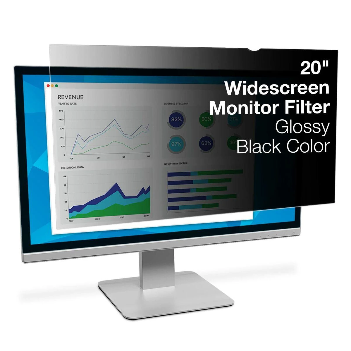 3M F20.0W9 Privacy Filter for LCD Monitorius 20" Juodas, 443 x 250 mm