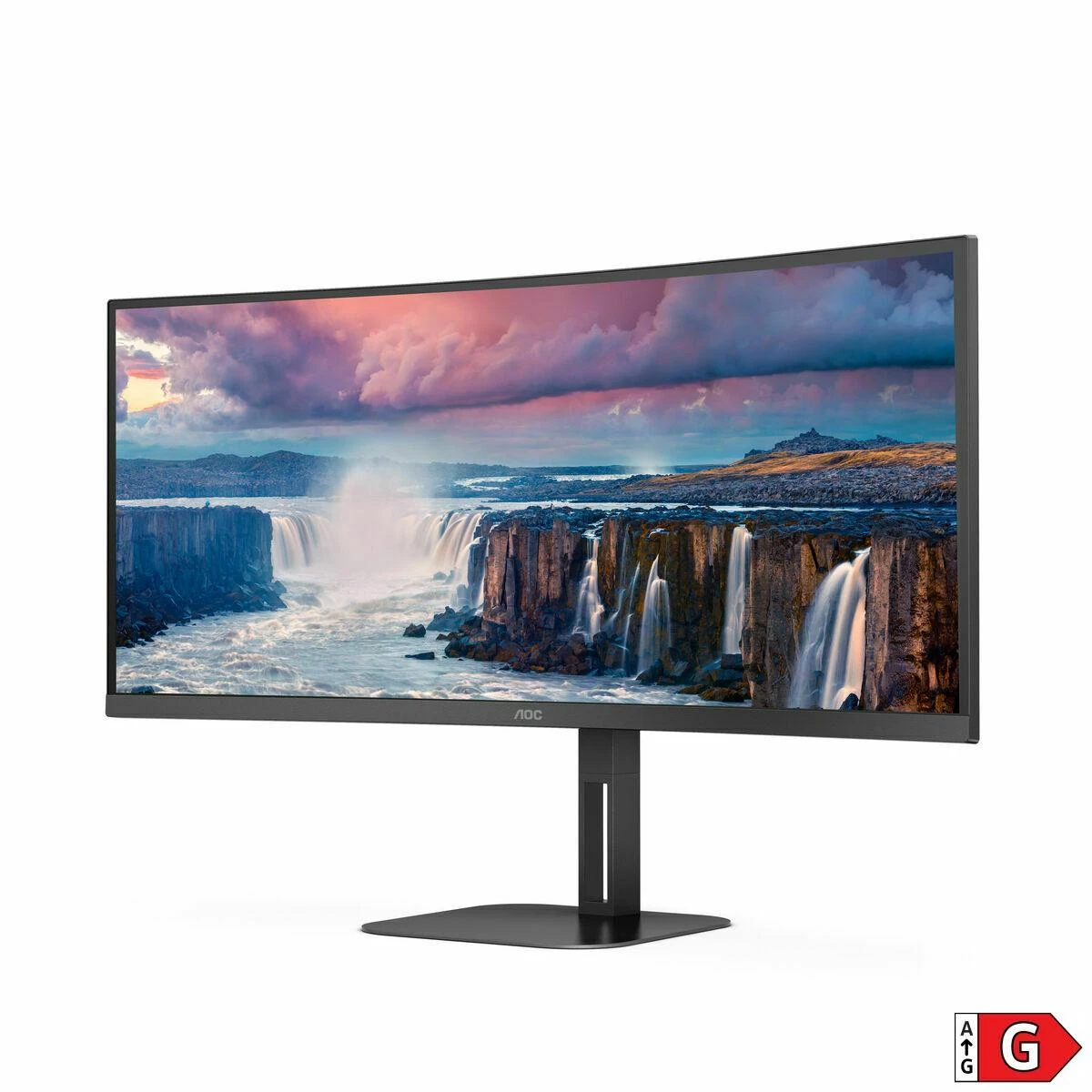Monitorius AOC CU34V5C, 34" UWQHD (3440x1440) lenktas VA, 21:9, 100Hz, USB-C PD 65W, DP, HDMI