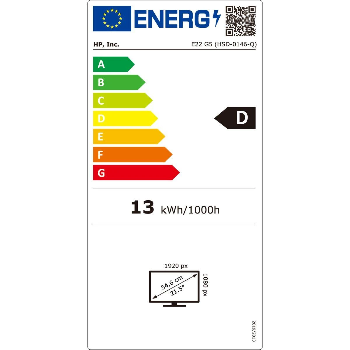 Hewlett Packard (HP) HP E22 G5 FHD monitorius – 21,5 colio 1920x1080 FHD 250 nitų 75 Hz AG, IPS, HDMI/DisplayPort, 4x USB-A, reguliuojamas aukštis / pakreipimas / pasukamas / pasukamas, 3 metai