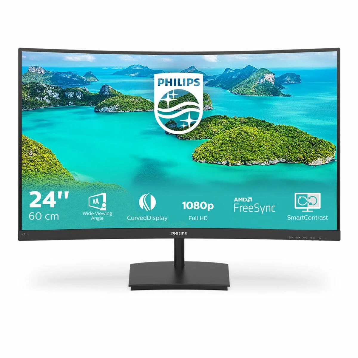 Philips E Line 241E1SCA/00 kompiuterio monitorius 59,9 cm (23,6") 1920 x 1080 pikseliai „Full HD“ LCD Juoda