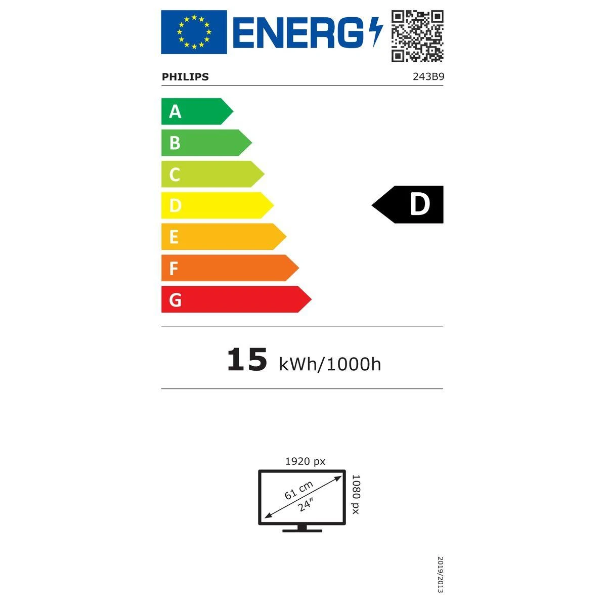 Philips B Line 243B9/00 kompiuterio monitorius 60,5 cm (23.8") 1920 x 1080 pikseliai „Full HD“ LED Juoda