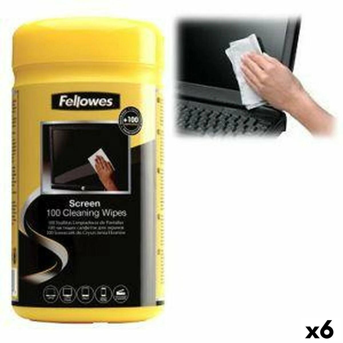 Valiklis Drėgnos servetėlės ekranų valymui Fellowes, 100 vnt. 0401-001