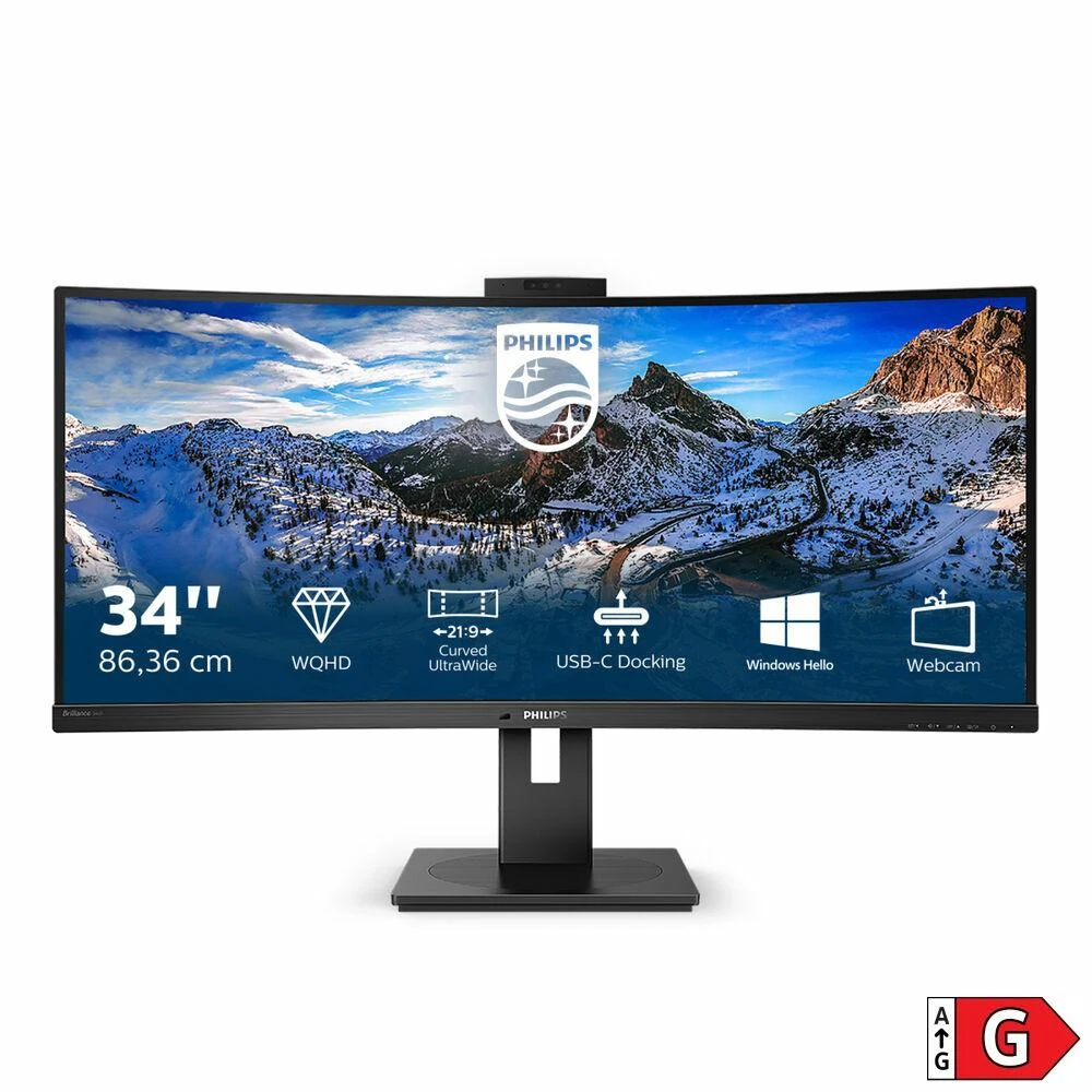Monitorius Philips Curved UltraWide 346P1CRH/00 34", Juodos spalvos