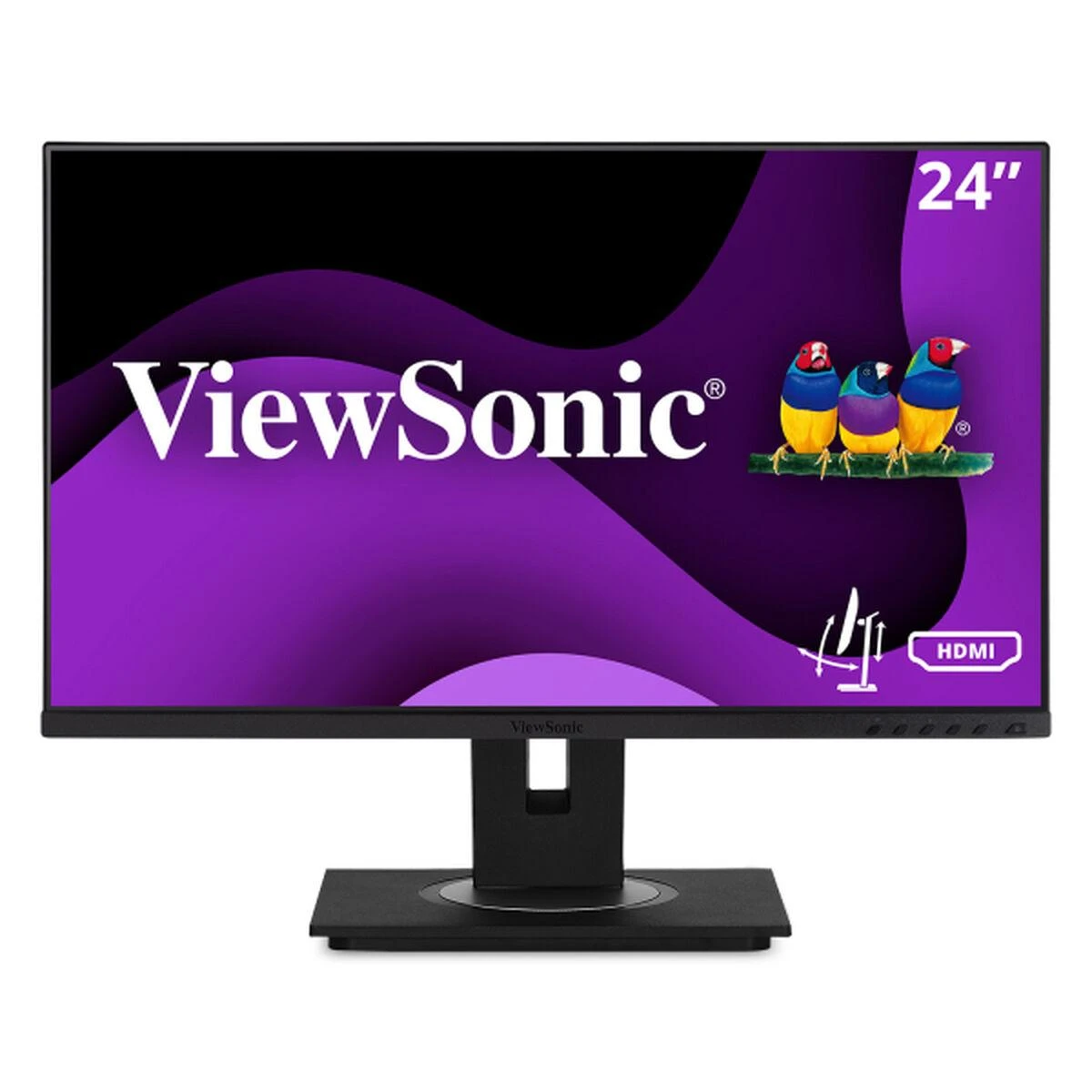 ViewSonic VG2448a-2 24 colių „Full HD Monitorius SuperClear® IPS LED“ su berėme krašteliu trijose pusėse su VGA, HDMI, „DipsplayPort“, 4 USB jungtimis, garsiakalbiais ir visiškai ergonomišku stovu, dideliu pakreipimo kampu, dviejų krypčių pasukimu, plonam klientui montuojamu dizainu.