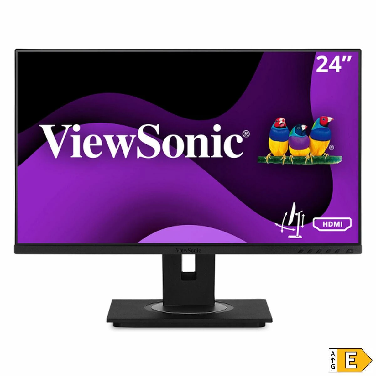 ViewSonic VG2448a-2 24 colių „Full HD Monitorius SuperClear® IPS LED“ su berėme krašteliu trijose pusėse su VGA, HDMI, „DipsplayPort“, 4 USB jungtimis, garsiakalbiais ir visiškai ergonomišku stovu, dideliu pakreipimo kampu, dviejų krypčių pasukimu, plonam klientui montuojamu dizainu.