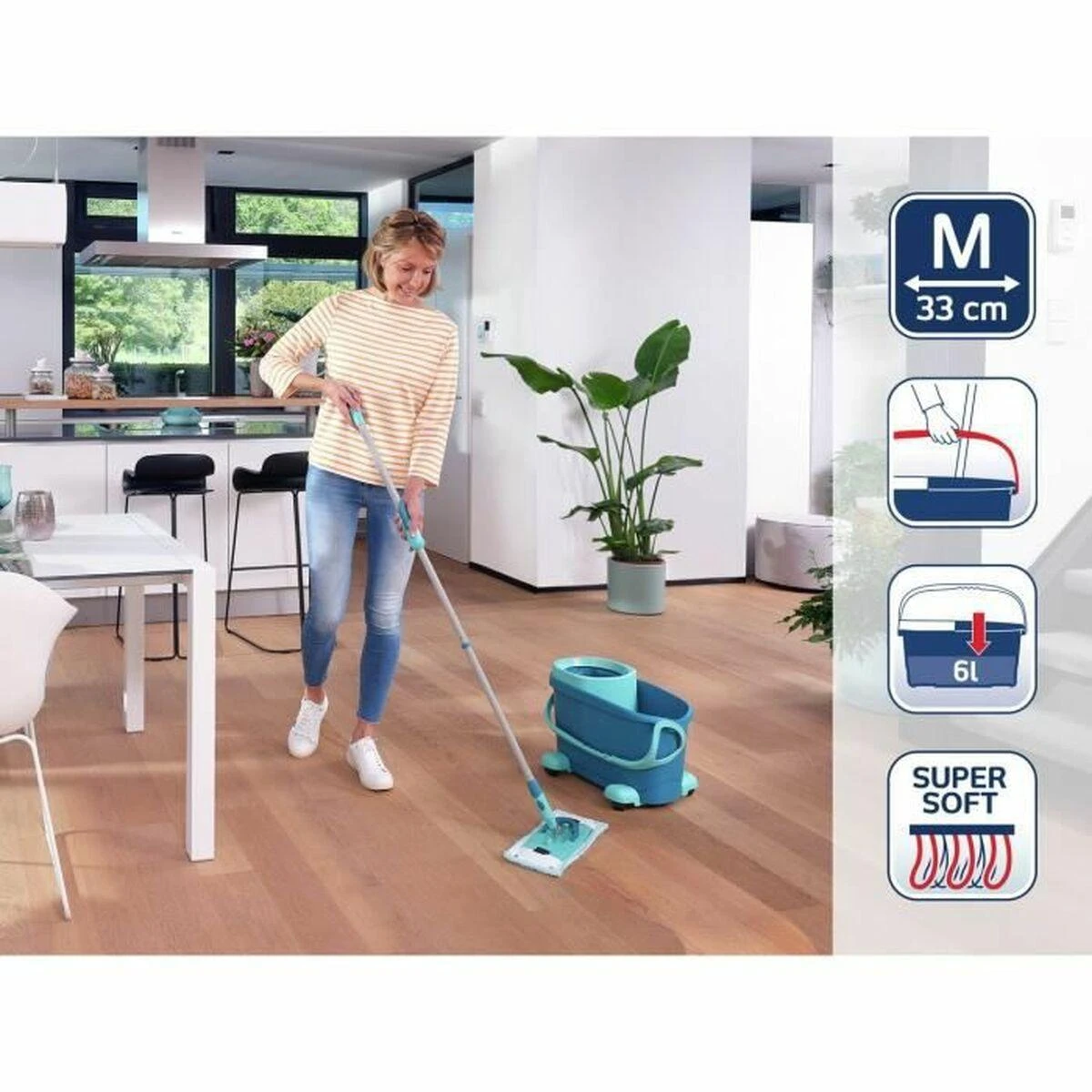Leifheit 52121 mop Wet Microfiber Mėlyna, Žalias