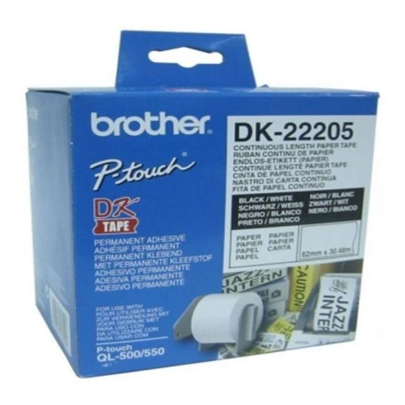 Brother Brolis | DK-22205 ištisinio ilgio popierinė etiketė | Baltas | DK | 30,5 m