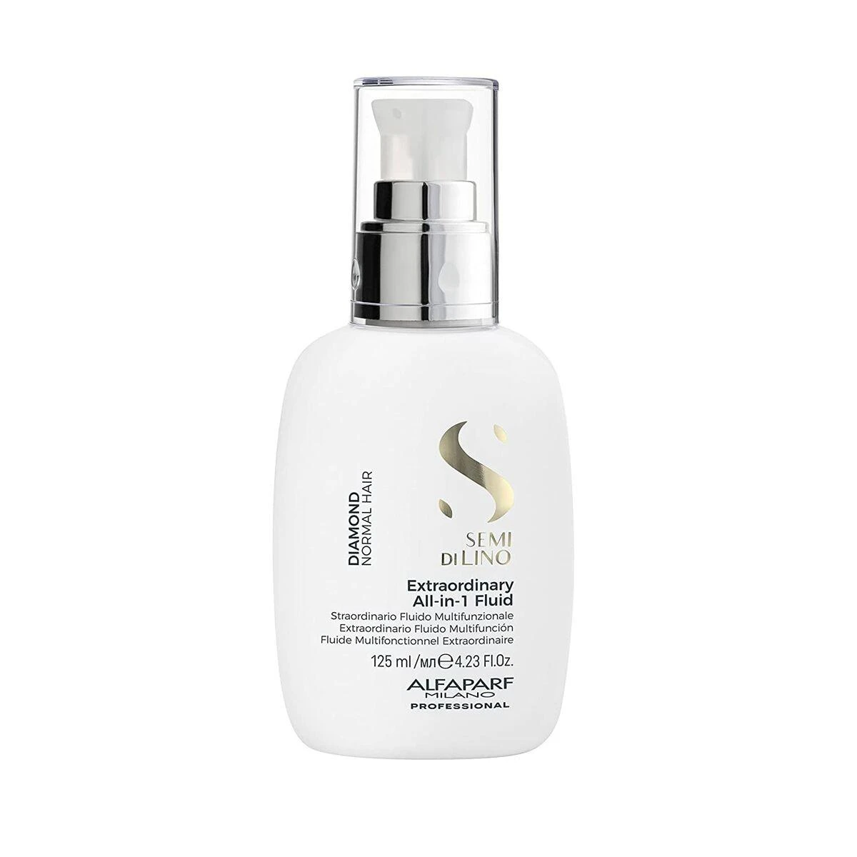 "Alfaparf Milano Semi Di Lino Diamond Extraordinary All-In-1 Fluid" nenuplaunamoji plaukų priežiūros priemonė 125ml