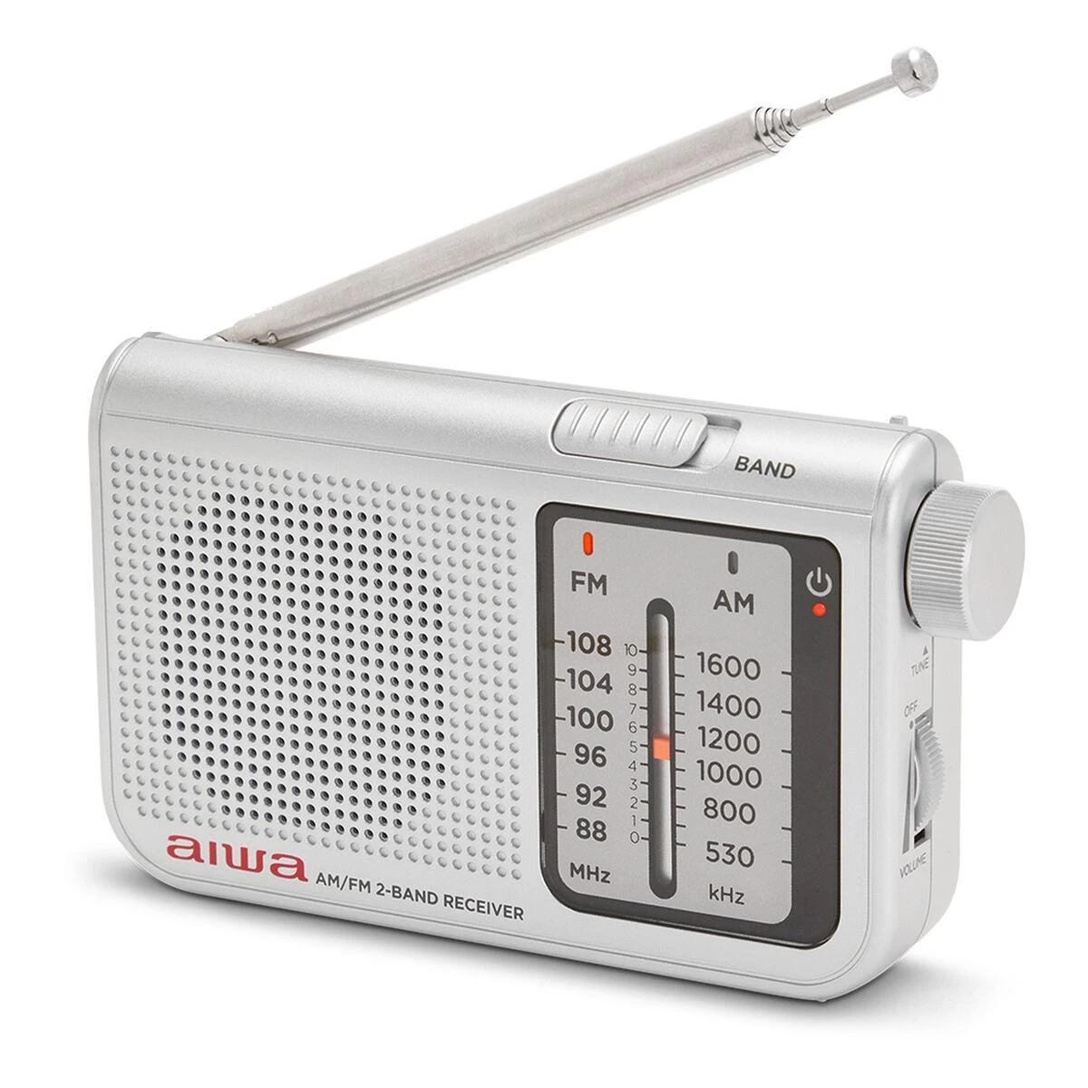 Aiwa Radijo imtuvas FM/AM su 3.5mm lizdu, sidabro spalvos