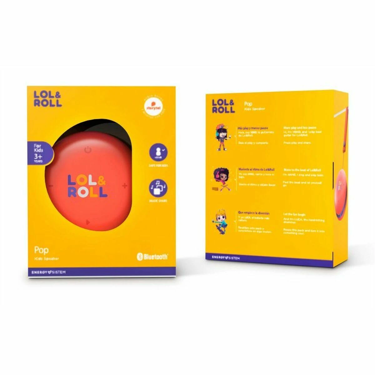 Energy Sistem Lol&Roll Pop Kids nešiojama kolonėlė, Oranžinės spalvos