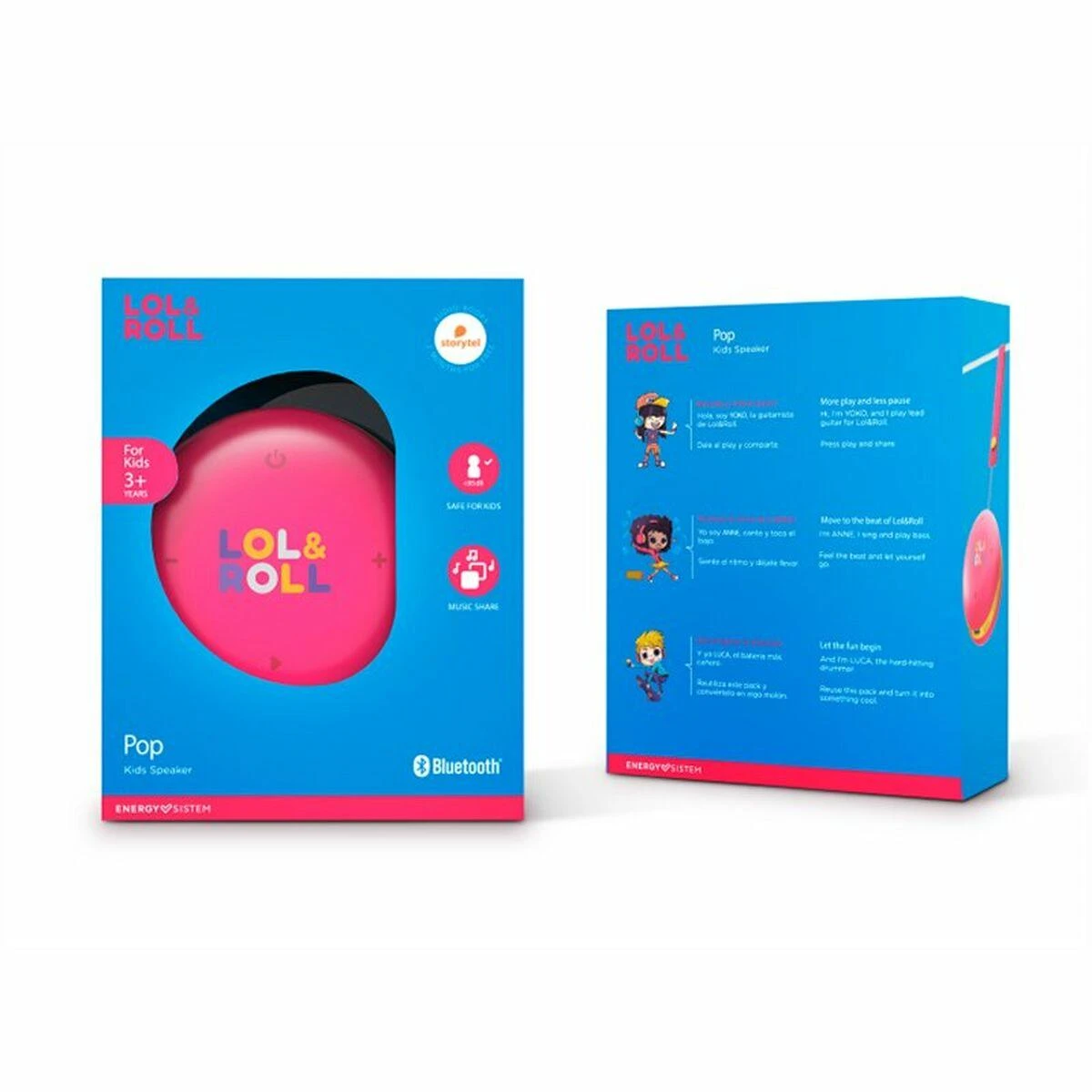 Energy Sistem Lol&Roll Pop Kids nešiojama kolonėlė, Rožinės spalvos