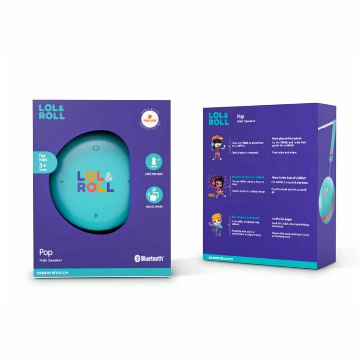 Energy Sistem Lol&Roll Pop Kids nešiojama kolonėlė, Melsvos spalvos